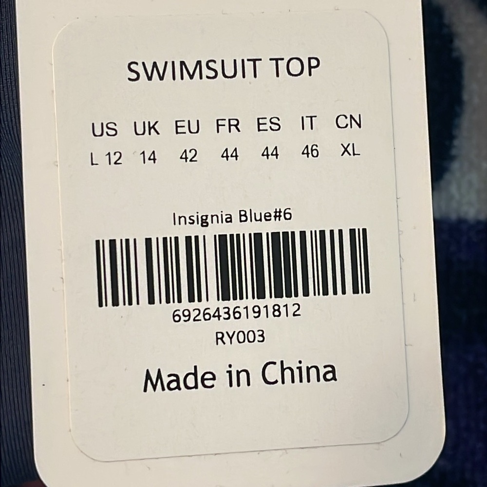 NWT Crz Yoga navy swim top L - Picture 4 of 6